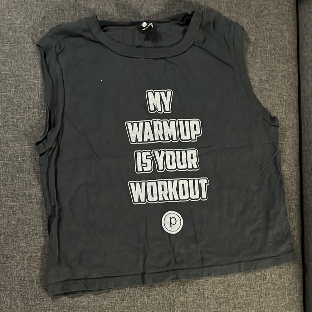 Pure barre my warmup is your workout crop top